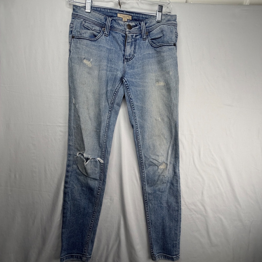 Burberry Brit Distressed Skinny Jeans 29 Blue Light Wash Ripped Denim